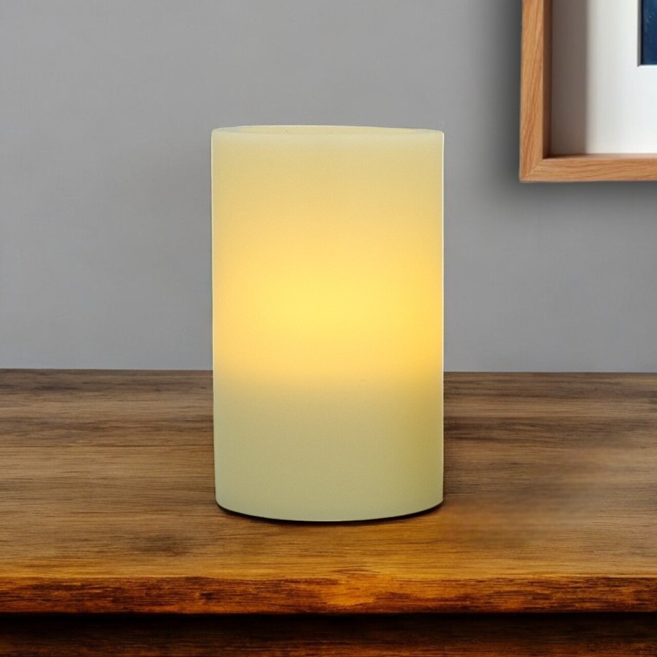 Edge Collections - 6" x 4" - White - Versatile Flameless Pillar Candle for Ambient Lighting - 1 Piece